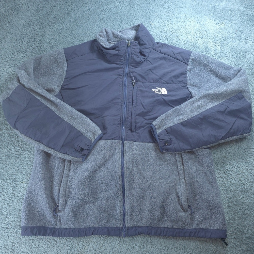 The North Face Denali Jacket Womens XXL Blue Gray Polartec Fleece Full Zip